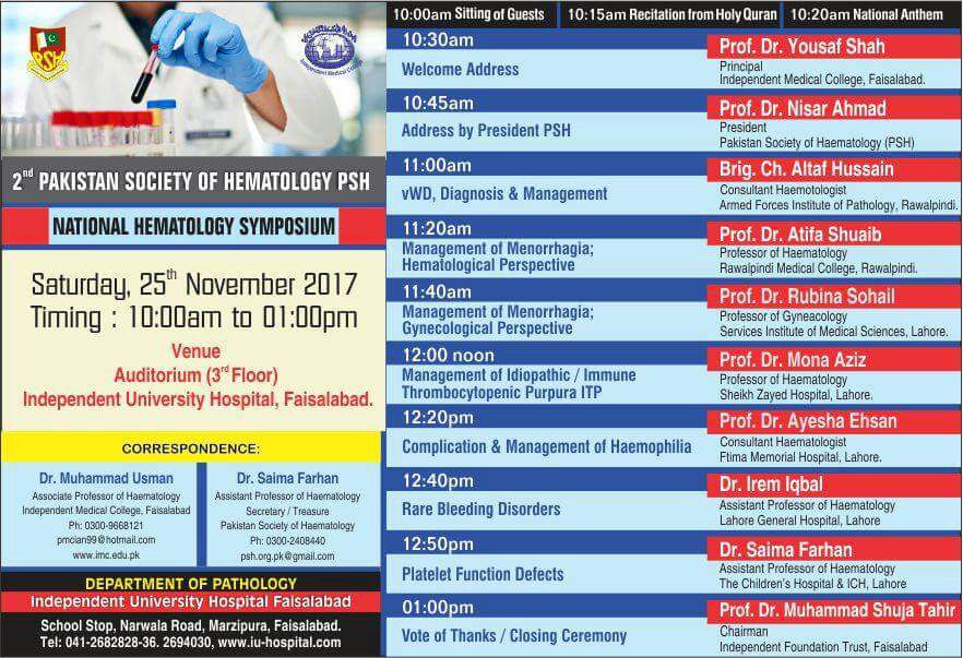 2nd PSH National Haematology Symposium, Faisalabad